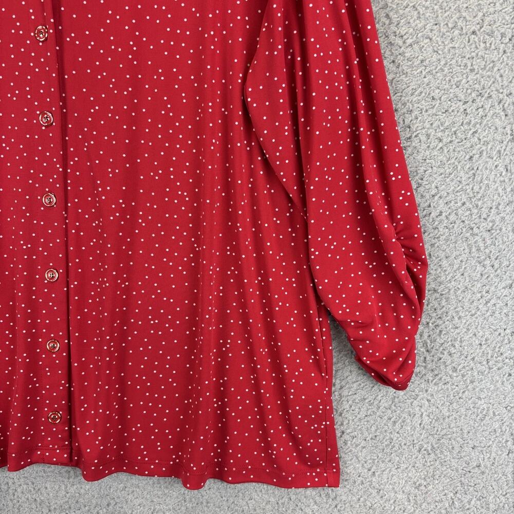 Susan Graver Tunic Top 1X Liquid Knit Polka Dot Career Travel Stretch 3/4 sleeve - Picture 4 of 12